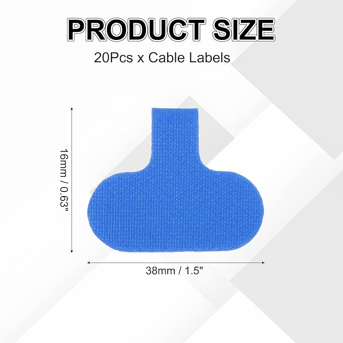 uxcell Cable Labels, 20Pcs Waterproof Cable Tag Writable Wire Labels Self-Adhesive Wire Tags Reusable Hook & Loop for Electronics Computer Cord Management Identification, Blue