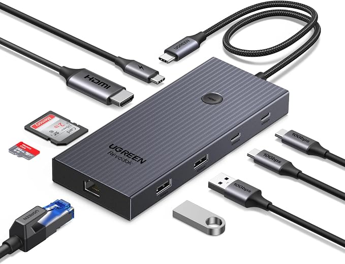 UGREEN Revodok Pro 9 in 1 USB C Hub Gigabit Ethernet Adapter 4K@60Hz HDMI