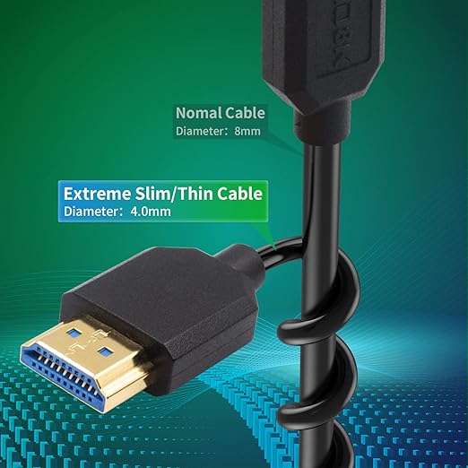 Duttek 8K Short HDMI Extension Cable-12inch/30cm, 48Gbps Short HDMI Cable (Extreme Slim/Thin), HDMI Male to Female Cable Supports 8K@60Hz Video for PCs, Laptops, TV, Xbox, PS5, PS4