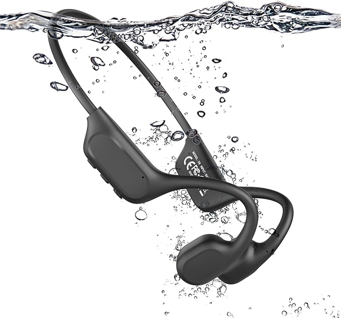 New Bone Conduction Headphones IPX8 Waterproof Swimming Headphones, Open Ear with MP3 Mode, 32GB Memory, 8 Hours Playtime, Bluetooth 6.0 Earbuds with Secure Fit for Running, Fitness, Cycling & Outdoor
