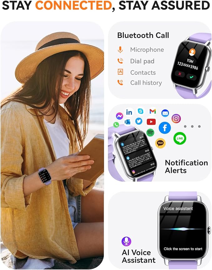 Smart Watches for Men Women(Answer/Make Call),1.85 inch HD Fitness Tracker Watch with Activity Counter/Sleep Monitor/ 110+ Sports Modes,IP68 Waterproof Smart Watch for Android iPhone iOS Compatible
