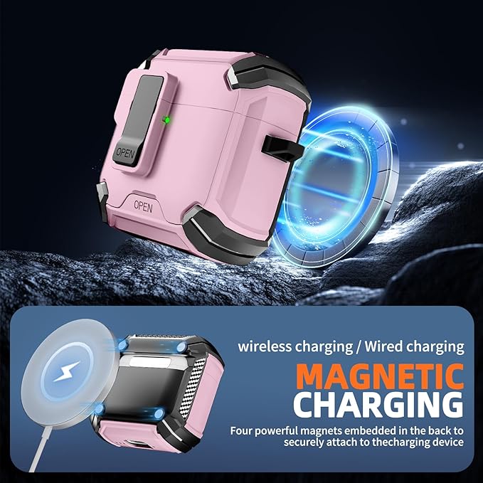 Inesore Compatible with AirPods 4th Case with Phone Stand & Cleaning Kit,Compatible with Magsafe,Magnetic Automatic Lock for Airpods 4 with Active Noise Cancellation Charging Cover (2024)