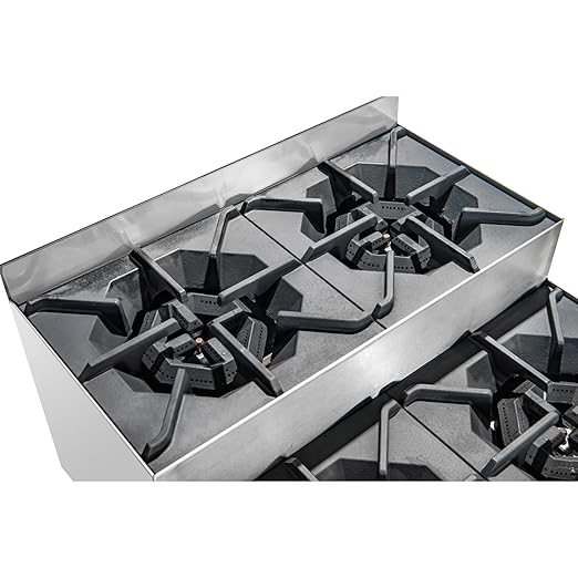 KoolMore 24 in. Commercial Four-Burner Natural Gas Step Up Range, 104000 BTU in Stainless-Steel, ETL Listed (KM-CRSU-24)