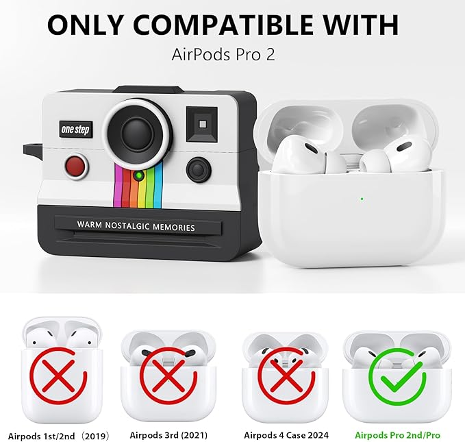 Case for Apple AirPods Pro 2 Cases with Camera Cover Compatible Anti-Drop Silicone Cover AirPods Pro Accessories Kit Cleaning Tools for Earbuds Keychain Earphone Cases (White, Airpods Pro 2/1 Case)