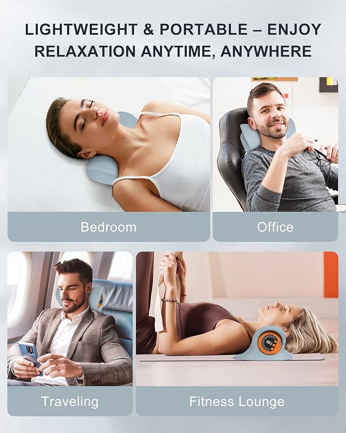 Neck Massager for Pain Relief with Heat & Vibration – Electric Neck and Shoulder Massager, Deep Tissue Pulse Therapy, 3 Modes, Ergonomic Portable Design (Dark Gray)
