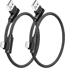 iPhone Charger 1ft MFi Certified Short 90 Degree Lightning Cable 2-Pack
