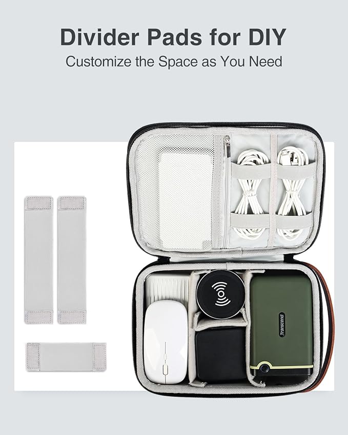 Luxtude Electronics Organizer Travel Case, Portable Tech Organizer for Working/Travelling, Sturdy Hard Shell Zipper Cases for Electronics/Charger/Mouse/Hard Drive, Case Only