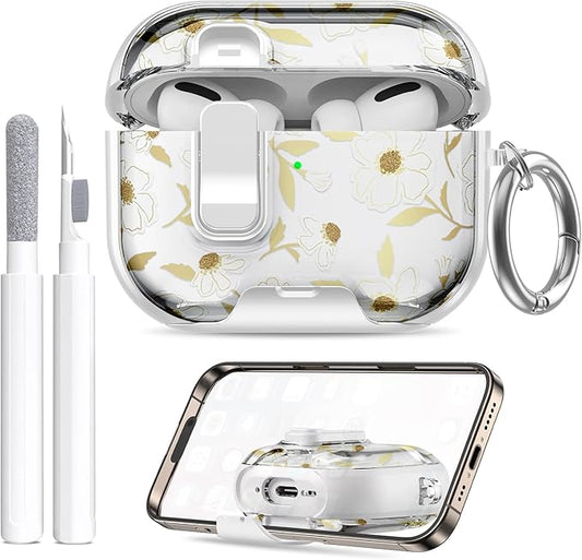 for AirPods Pro 3 Case (2025) with Phone Stand & Cleaner Kit, Cute Soft Silicone Cover for AirPods Pro 3rd Genera case with Keychain for Women Men with Keychain for Airpod Pro case(2025)