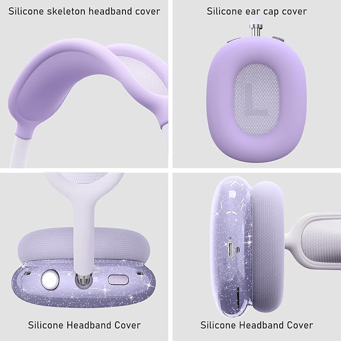 for AirPods Max case Cover,Anti-Scratch Ear Pad Case Cover/Ear Cups Cover/Headband Cover for AirPods Max. Clear Soft TPU and Silicone,Skin Scratch Proof.
