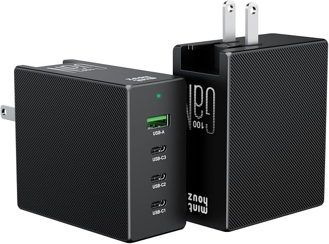 Phone Charger, 100W 4-Port Fast Compact Foldable USB C Charger Block