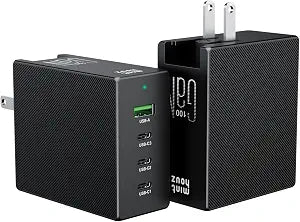 Phone Charger, 100W 4-Port Fast Compact Foldable USB C Charger Block