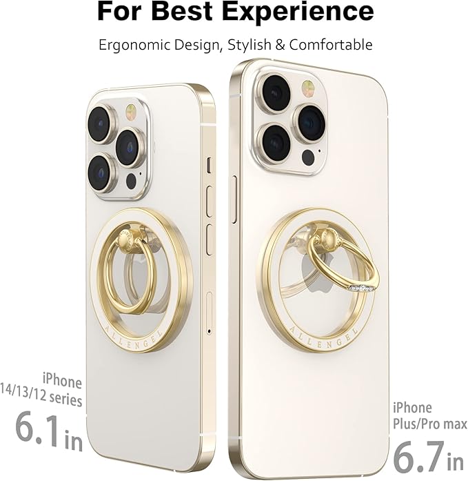 Allengel Magnetic Phone Grip for MagSafe, Magnetic Ring Holder Compatible with MagSafe Phone Ring, 360°Rotating Finger Kickstand for iPhone 16 Pro Max 15 14 13 12 Plus & Android Phone