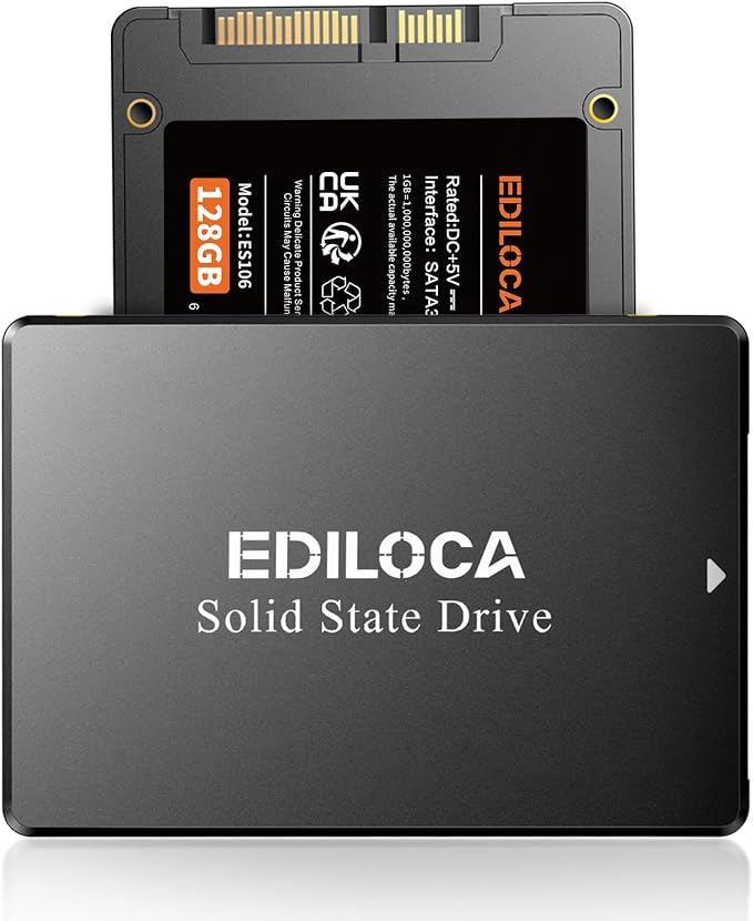 Ediloca 128GB SSD Internal Solid State Drive 2.5" SATA III 6Gb/s, 500MB/s Read Speed 3D TLC NAND, 128GB SATA SSD PC/Laptop Upgrade, Shock-Resistant & Drop-Proof(ES106)