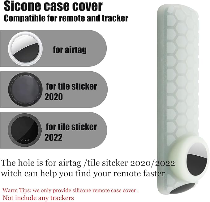 Silicone Cover Compatible with Fir TV Alexa Voice Remote Pro 2022 with Airtag Holder,Tracker Cover with Hole for Tile Sticker,Glow Green