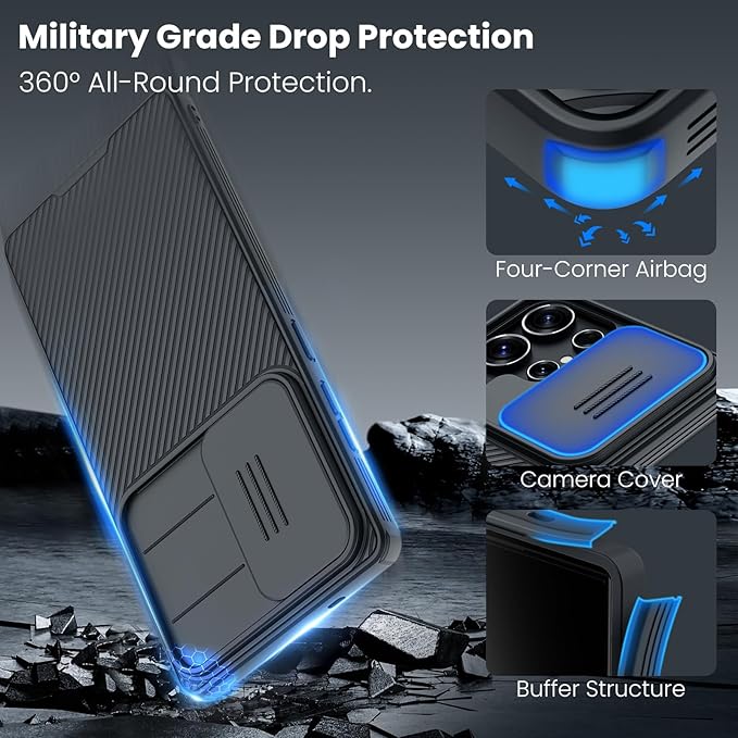 Nillkin Galaxy S25 Ultra Case, CamShield Pro for Samsung Galaxy S25 Ultra Case with Slide Camera Cover, S25 Ultra 5G Slim Phone Case 2025 6.86'' (Black)