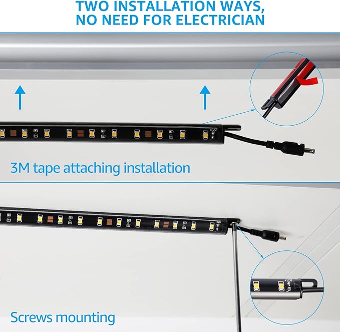 TORCHSTAR Voice Control Smart LED Safe Lighting Kit, (4) 12 Inch Dimmable Linkable Light Bars, Compatible with Alexa&Rocker Switch, 100-240V UL Power Adapter 600LM for Under Cabinet, 3000K Warm White