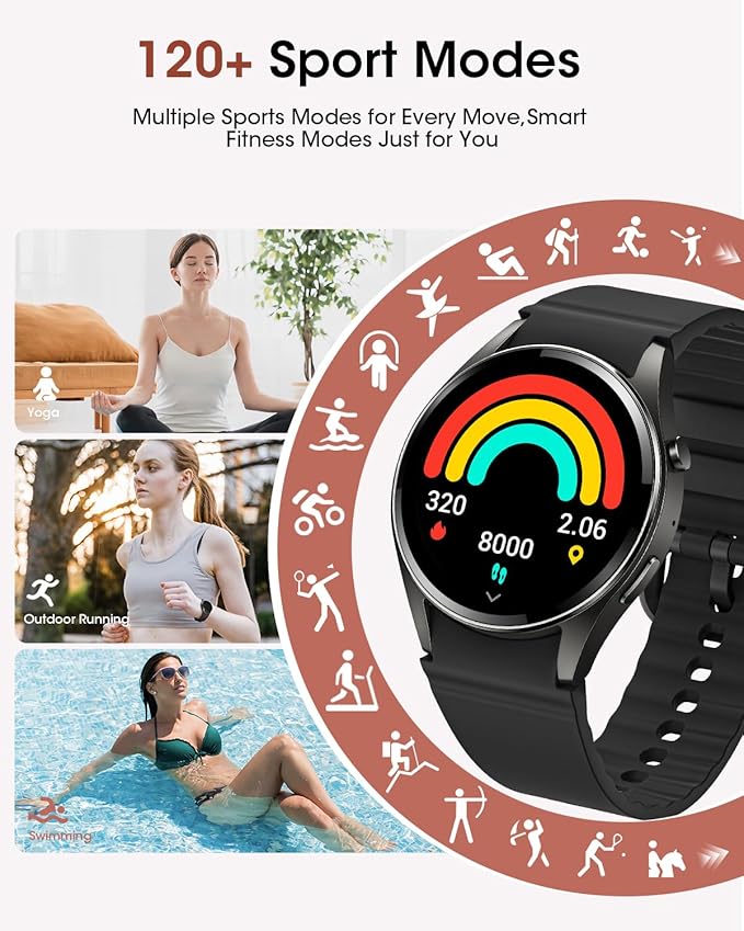 RUXINGX BT5.3 Smart Watch (Make/Answer Calls), 1.26" HD Smart Watches for Men/Women with Heart Rate/SpO2 Monitor, Fitness Watch with Sleep/Health Tracker, Smart Watch for Android and iPhones, Gift