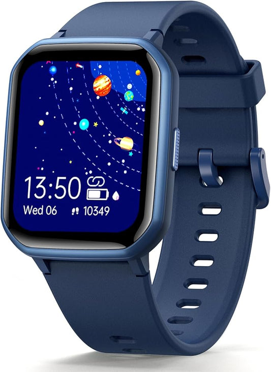 Kids Smart Watch Girls Boys, Fitness Tracker for Kids, 1.5 Inch DIY Dials, 19 Sport Modes, Sleep Monitor, Pedometers, Heart Rate, IP68 Waterproof, Great Gift for Boys Girls Teens 6-14 (Blue)