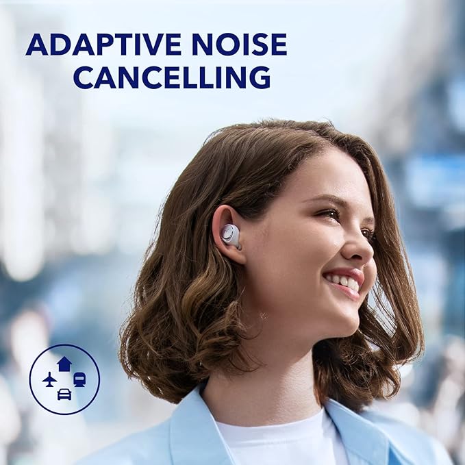 Soundcore by Anker Space A40 Auto-Adjustable Active Noise Cancelling Wireless Earbuds, Reduce Noise by Up to 98%, 50H Playtime, Hi-Res Sound, Comfortable Fit, App Customization(Renewed)