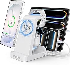 Wireless Charger for Samsung: 5 in 1 Samsung Wireless Charging Station for Galaxy S26Ultra/S25/S24, Charger Dock Stand for Galaxy Watch8/7/6/5, Android Charging Station for All USB-C Buds, White - Image 1