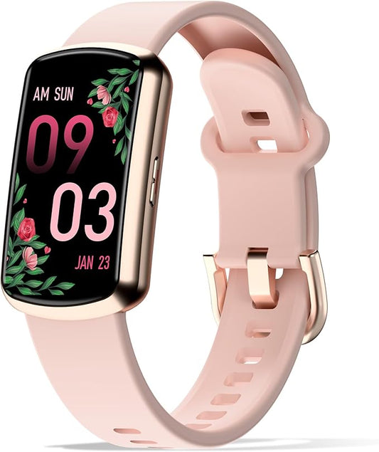 Health Fitness Tracker with 24/7 Heart Rate, Smart Watch with Blood Pressure and Blood Oxygen Monitor, Bulit-in 120+ Sport Mode, Sleep Tracking Waterproof Activity Tracker for Women Men (Pink)
