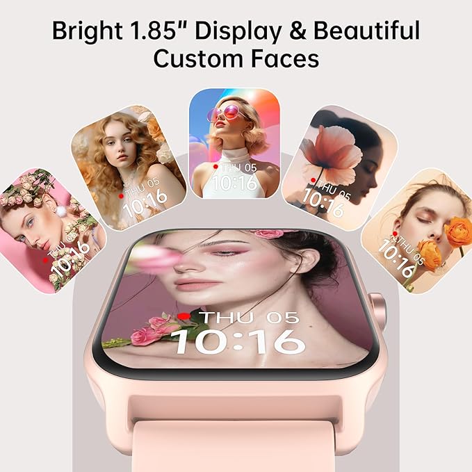 Tensky Smart Watch for Women, 1.85'' HD Sport Lady Smartwatch for Android/iPhone/Samsung/(Bluetooth Call), Alexa Built-in, 100+ Sport Modes Fitness Digital Tracker,Sleep/Heart Rate/SpO2 Monitor
