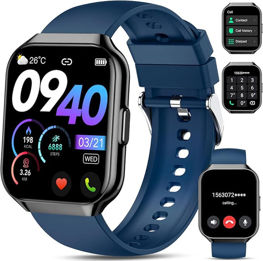Smart Watch, 1.96" LCD Smartwatch for Men Women IP68 Waterproof, 110+Sport Modes, Fitness Activity Tracker, Heart Rate Monitor Sleep Step Counter for Android iPhone, Sky Blue