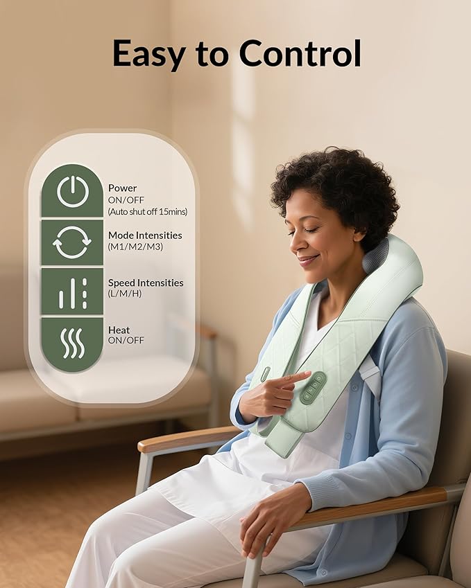 Snailax Cordless Neck Massager for Pain Relief Deep Tissue, Shiatsu Neck Back Massager Rechargeable Portable Kneading Shoulder Massage for Body Muscle Pain Relief, Gifts for Mom Dad Lovers