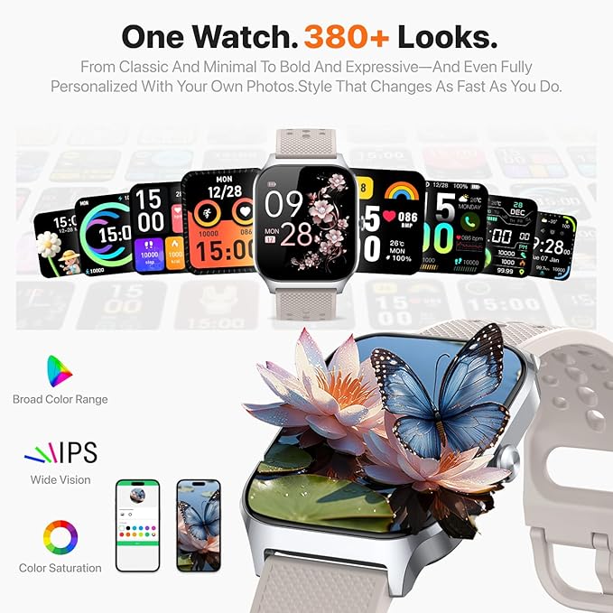 Smart Watch for Women Men - Answer/Make Call, Fitness Tracker Smartwatch for Android iPhone Compatible, 120+ Sports Modes Step Counter Sleep Female Cycle (Silver)