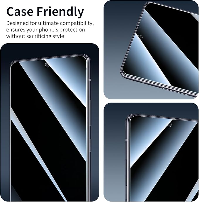Privacy Screen Protector for Samsung Galaxy A71/A72/A73, Anti-Spy Tempered Glass, Double Shatterproof 9H Hardness, Dark Private Black Protection, Anti-Scratch Impact Resistant Case-Friendly Screen Guard - 3 Pack