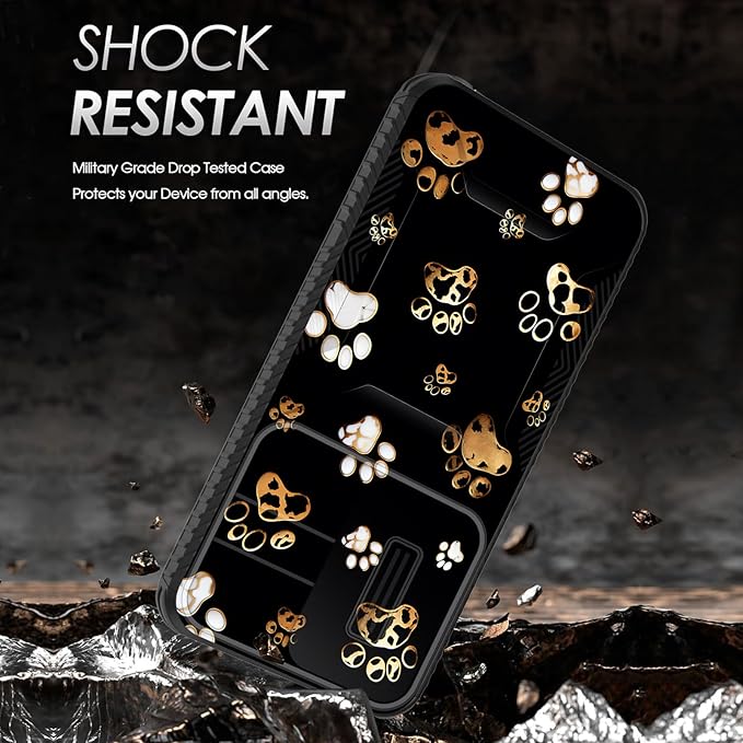for Galaxy S24 FE Case Built in Slide Camera Lens Cover,Heavy Duty Shockproof Protection Dual Layer Case for Samsung Galaxy S24 FE 5G 6.7" 2024,Cute Dog Paw Prints