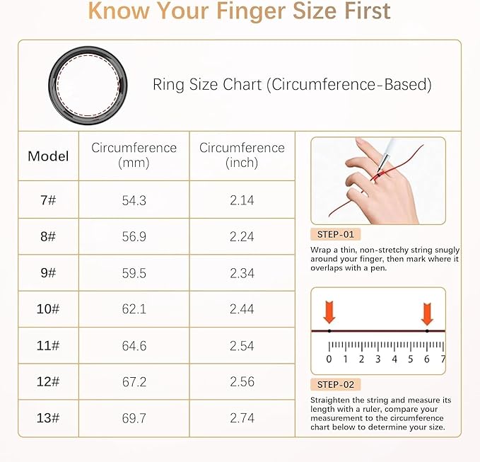 Fit Ring for Women Men, Ring Health Tracker with Heart Rate,Blood Oxygen,Heart Rate Variability, Stress, Sleep Monitor, Step Counter, Smart Ring for iPhone & Android, No Subscription Fee (Black, 9#)