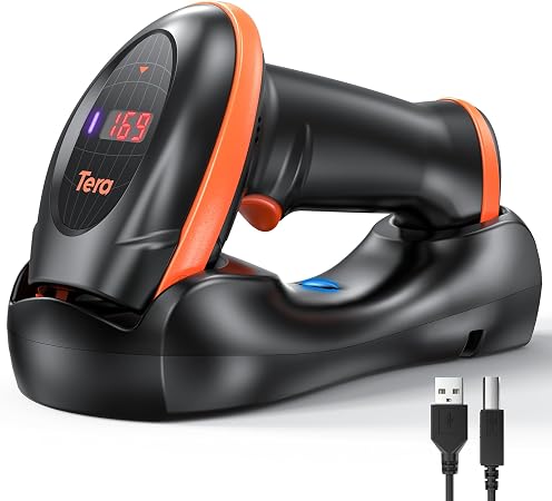 Tera Barcode Scanner Wireless with Cradle: 1D 2D QR Counting Screen, HW0008