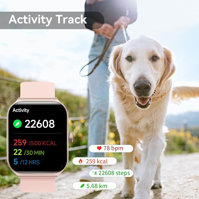 Smart Watch for Women Men, Smartwatch 1.83'' Alexa Built-in Fitness Tracker IP68 Waterproof Watch for Women Compatible for Android & iOS with Bluetooth Calls, IP68 Heart Rate/Sleep/SpO2 Monitor, 110+