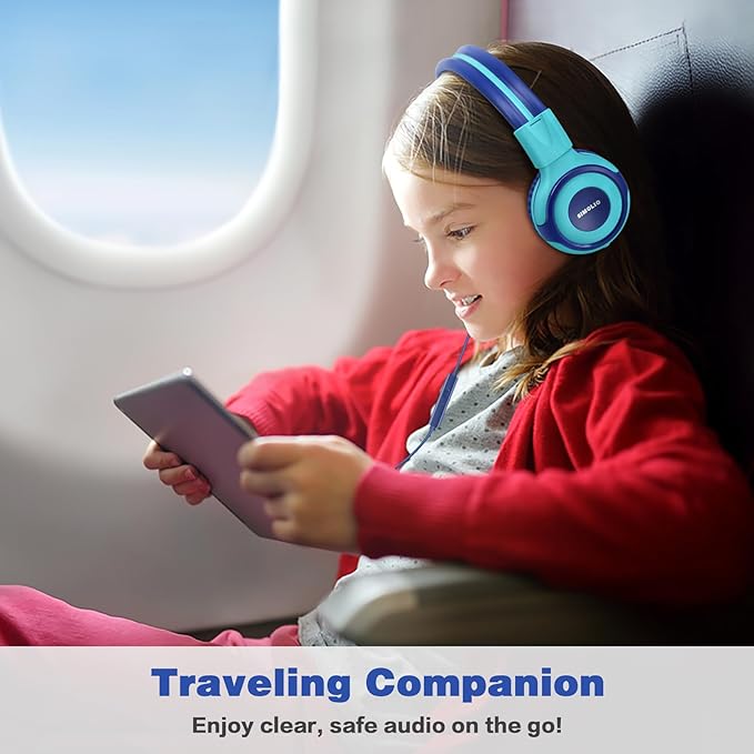 SIMOLIO 2 Pack Wired Headphones for Kids School with Share Port, 75dB/85dB/94dB Volume Limited & Mic, Foldable Children Headphones for Boys/Girls/Travel/Plane/Tablet/iPad/Kindle (Mint,Grey)