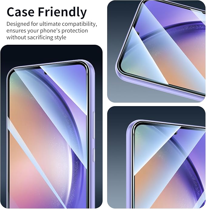 3*Screen Protector for Samsung Galaxy S23 FE/A54 with a Installation Alignment Aid, Double Shatterproof HD Tempered Glass Film, Impact-Protection [9H Hardness][Anti-Shatter][Anti-Scratch]