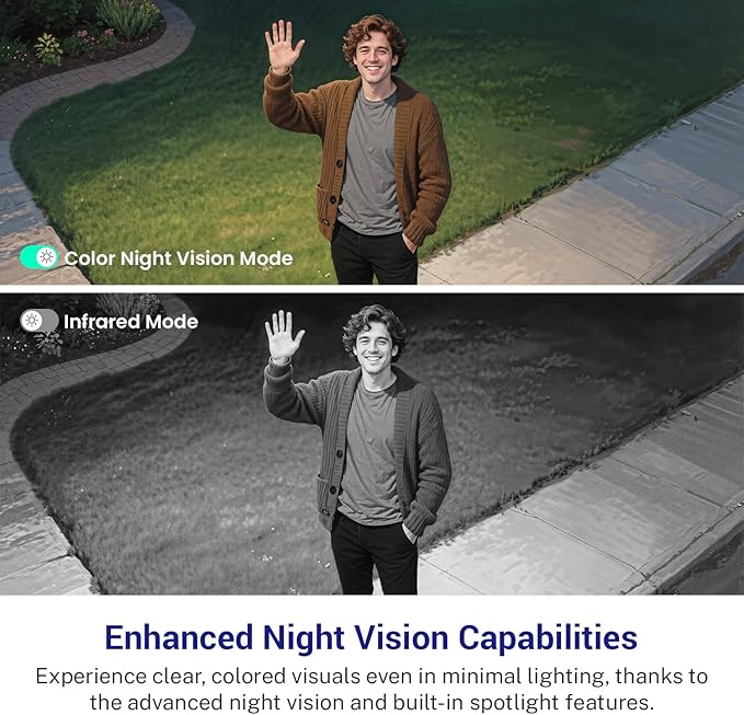 1080P Solar Security Cameras Wireless Outdoor, 360° View Pan/Tilt 2.4Ghz WiFi Outside with Color Night Vision, Easy to Install, Real-Time Alerts, Cloud Storage, 2-Way Audio (Wi-Fi)