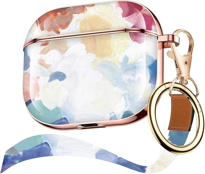 Maxjoy for AirPods 3rd Generation Case, Unique Design Hard Protective Shockproof Airpods 3 Cover with Keychain Compatible with Apple AirPods 3rd Charging Case for Women Men,Colorful Graffiti Lanyard