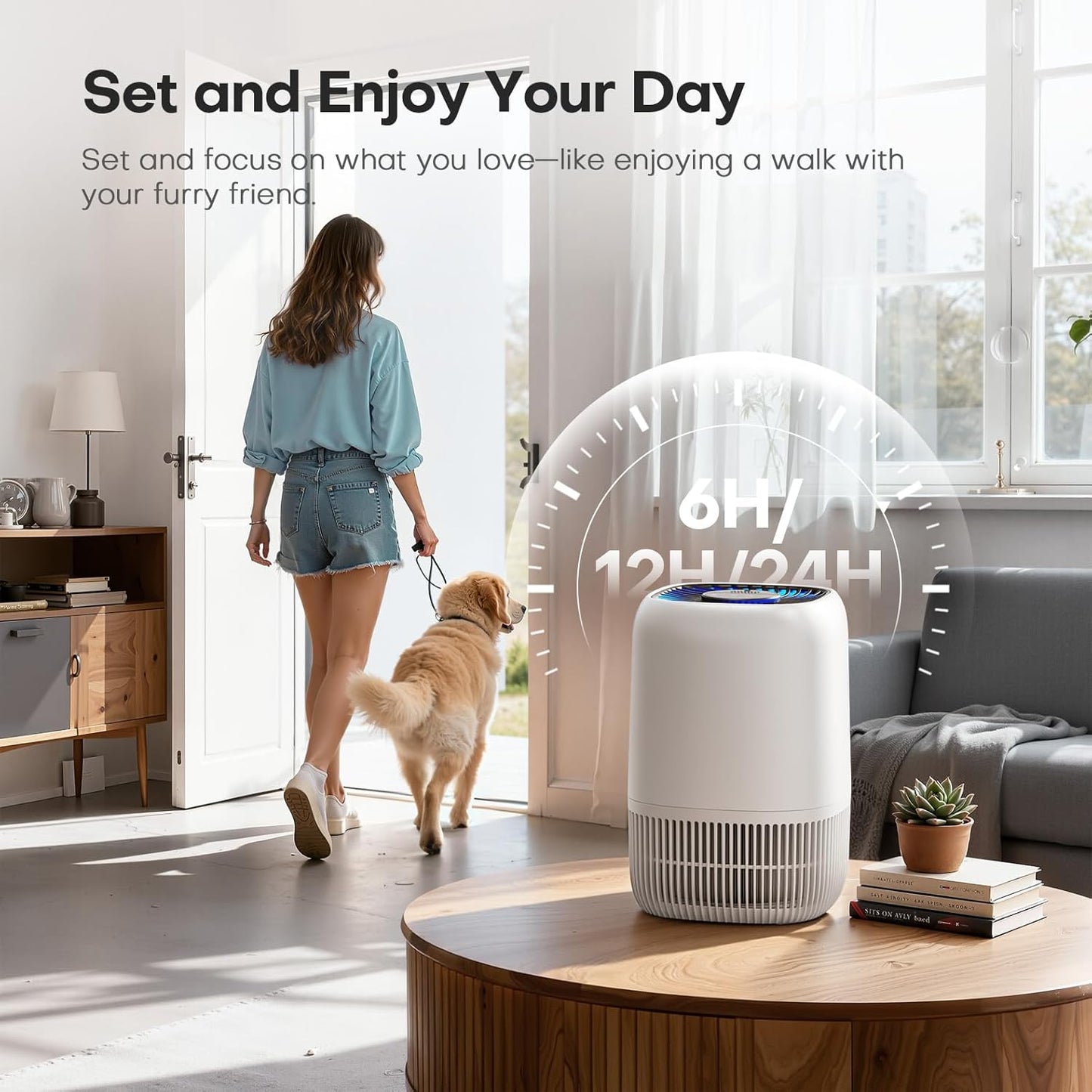Air Purifier for Home – H13 True HEPA, 1076 ft², 360° Intake, 3 Speeds, Timer, Aroma, Quiet