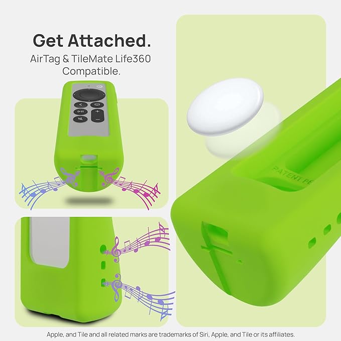 GripStand™ Apple TV Remote Cover, Scratch-Resistant Silicone Case Compatible with AirTag, Fits Siri Apple TV 4K/HD (2nd & 3rd Gen), Stand-Up Design, Enhanced Grip, 2 Pack Lime & Sky Glow by 73&Sunny