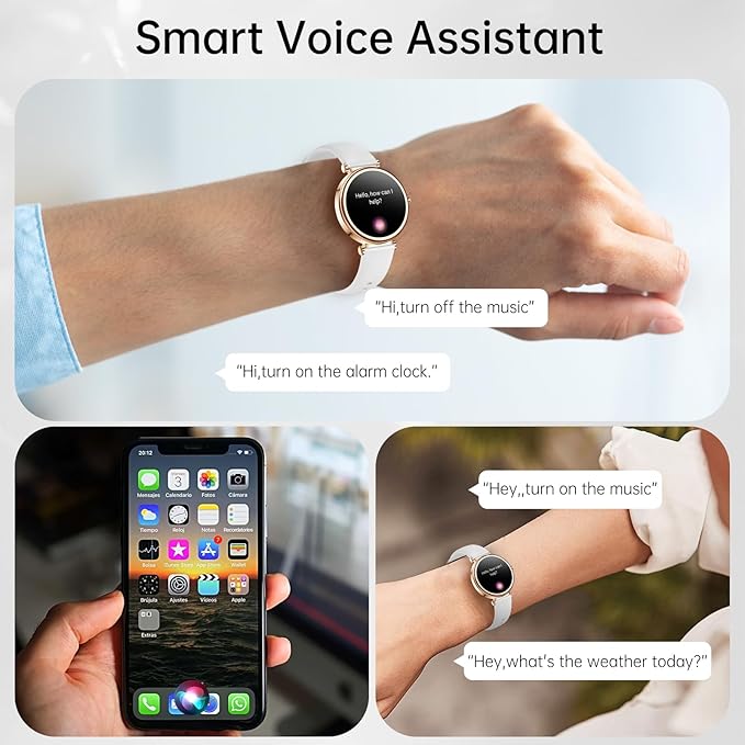 Smart Watch for Women（Answer/Make Call) 1.27" Round Smartwatch Compatible Android/iPhone Phone with AI Voice/ Fitness Tracker/Heart Rate/Sleep Monitor, 220+ DIY Dial & IP68 Waterproof, White/3 Bands