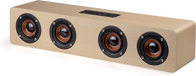 12W Professional Stereo Home Theater Wireless Wooden Speaker Natural Wooded Material 3D Stereo Wireless HiFi 4 Speakers Rechargeable Bass Effect Sound Bar for PC TV Mobile