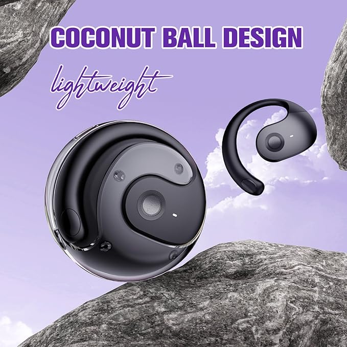 Purple Out of Ear Open Ear Headphones Wireless Ear Hanging Bluetooth Headset, Air Bone Conduction Open Ear Earbuds, OWS Over the Ear Earbuds Open Ear Buds Not In Ear Outside the Ear Headphones