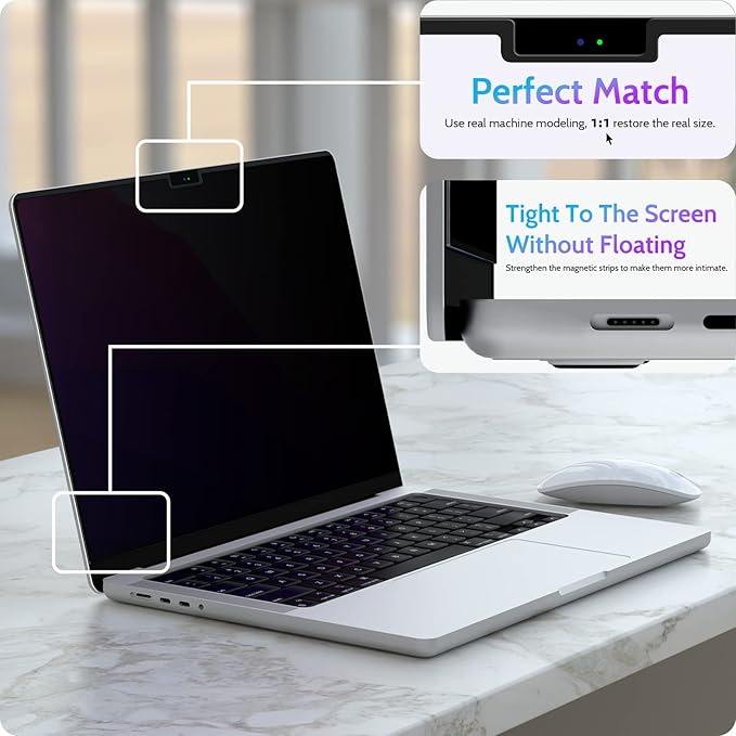 Magnetic Privacy Screen for Macbook Air 13.6/13 Inch (2022-2026, M2, M3, M4, M5), Removable Matte Anti Glare Blue Light Protector Private Security Filter for 13.6inch Mac Laptop Computer