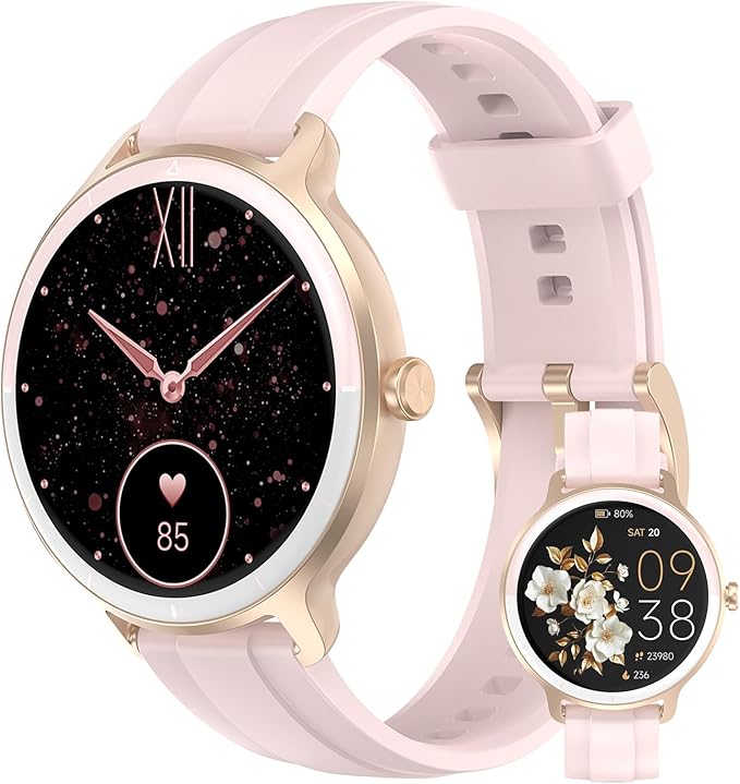 Smart Watches for Women Men 1.27" HD Fitness Tracker with Heart Rate/Sleep/Step/SpO2 Monitor, IP68 Waterproof Watch for Android iOS (Pink)