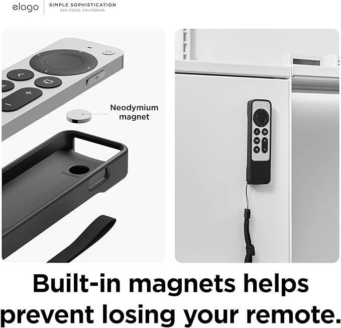 elago R1 Case Compatible with Apple TV 4K Siri Remote 3rd (2022) & 2nd Gen - Magnet Technology, Lanyard Included, Great Grip, Heavy Shock Absorption, Drop Protection, Full Access to All Functions