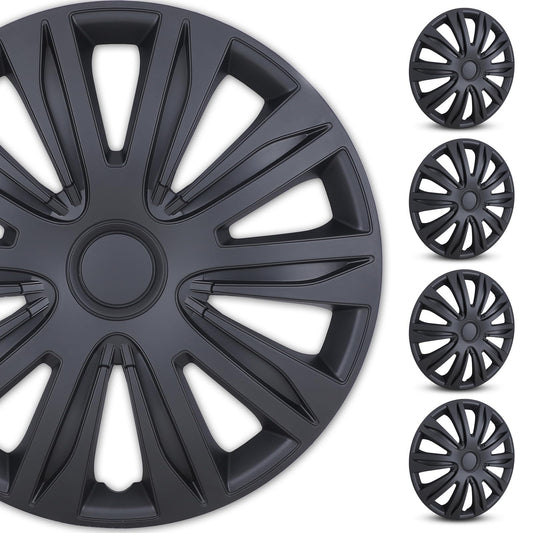 WOLFSTORM 4-Pack 15 Inches Wheel Rim Cover 15'' Hubcaps, Matte Black