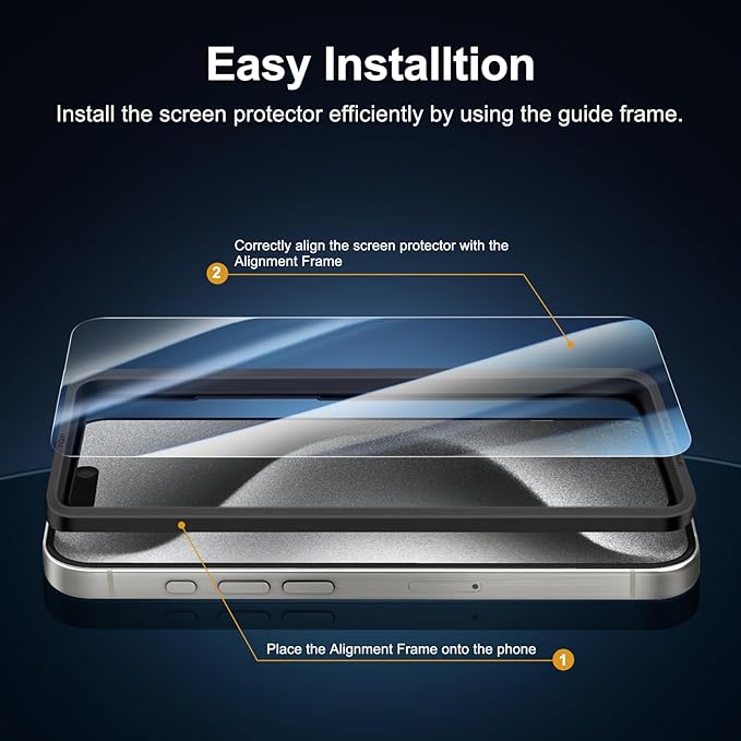 NEW'C 3X for iPhone 15 Pro Screen Protector (6.1 inches)+ 3X Camera Lens Protector, Sensor Protection, Case Friendly Tempered Glass Film + Dust Plug- Easy Installation Tool Include
