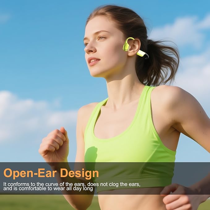 IP68 Waterproof Swimming Headphones, Bone Conduction Liquid Silicone Bluetooth Headphones, Built-in 32GB MP3 Player, Soft and Lightweight Open-Ear Design, Ideal for Swimming/Marathons/Cycling(Neon)