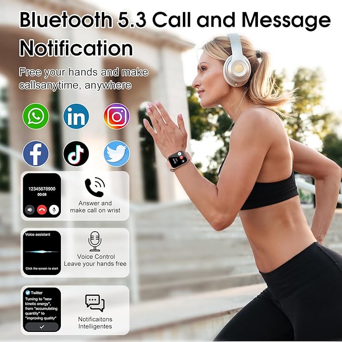 Smart Watch for Women, 1.85" HD Smartwatch (Answer/Make Call), 2025 Fitness Activity Tracker, 110+ Sport Modes/Heart Rate/Sleep Monitor/Pedometer, IP68 Waterproof Fitness Watch for Android iOS, Pink